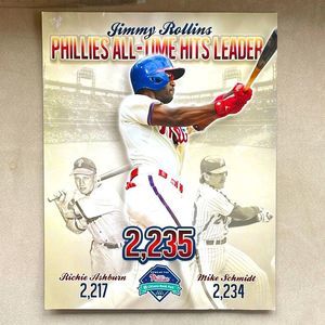 PHILLIES baseball Jimmy Rollins poster “Phillies all-time hits leader” 2-sided!